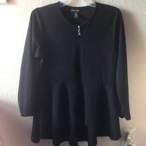 Long sleeve peplum zipper top